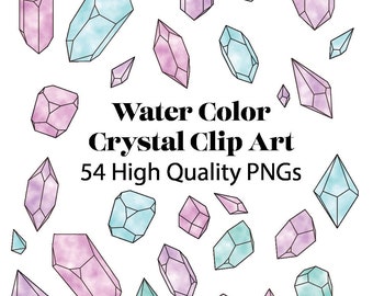 Crystal Watercolor Clipart, Watercolor Clip Art, Crystal, Gem Stones, Shapes, geometric, Printable, Commercial Use, png jpg, digital art