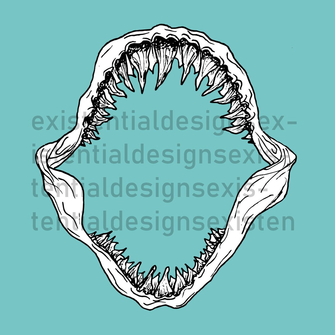 Hand Drawn Shark Jaws SVG Png Dxf Eps Great White Shark Jaws | Etsy