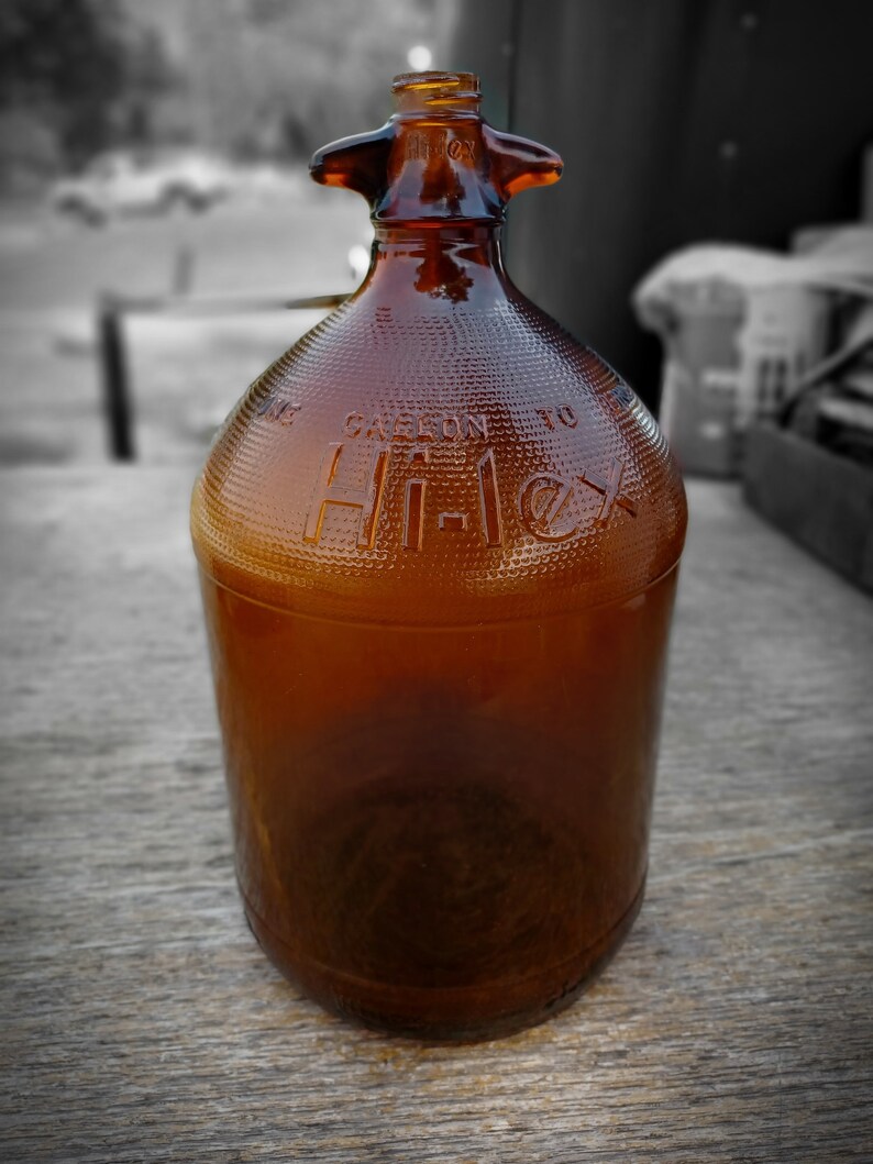 Antique 1950's Hilex Amber Glass Gallon Bottle Etsy Canada