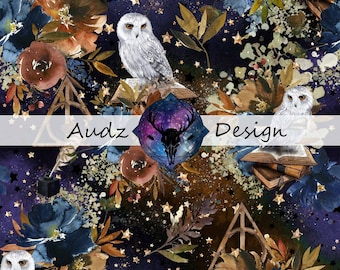 Seamless digital design, magical autumn