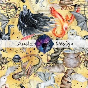 Seamless digital design, magical watercolor