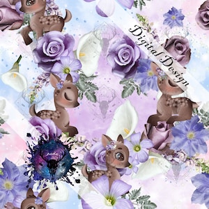 Seamless digital design, purple dears