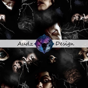 Puede incluir: Una ilustración digital en blanco y negro de un mago oscuro con rayos y una nube oscura en el fondo. La imagen también incluye un símbolo oscuro con las letras "D.A." en el centro.