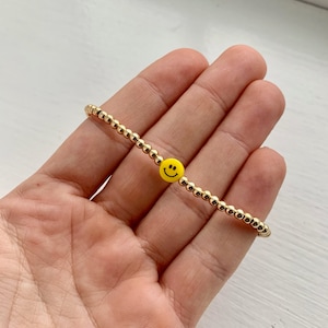Smile x 14K Gold Filled / Smiley Face Beads / Smile Face Bracelet / Preppy Jewelry