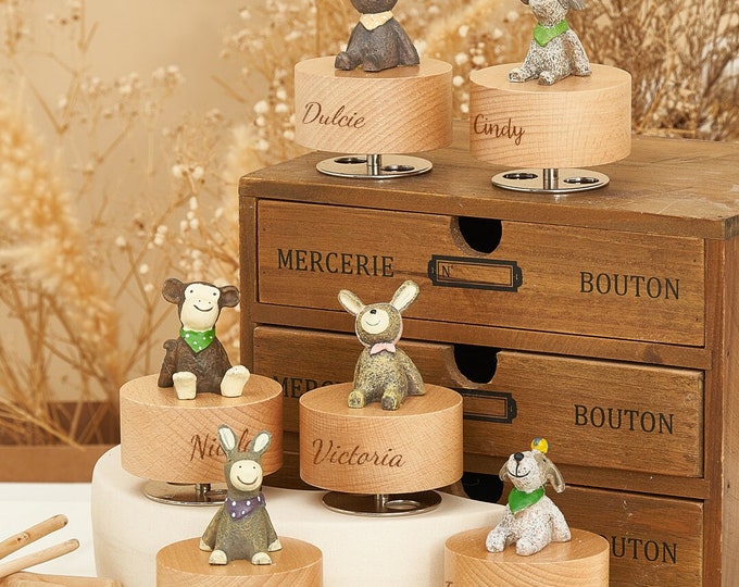 サンタの動くオルゴール、手作り、陶器、1985年、クリスマス