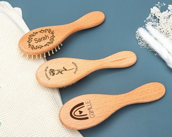 Brosse pour bébé personnalisée, cadeau de naissance personnalisé pour filles, cadeau de baby shower pour filles, brosse à cheveux douce personnalisée, brosse à cheveux de bébé gravée, cadeaux de naissance