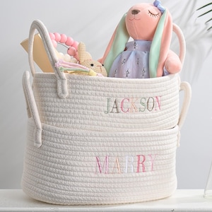 Personalisierter Baby-Geschenkkorb, Babyparty-Geschenkkorb, Seil-Baumwollbaby-Geschenkkorb, Baby-Geschenkkorb, Spielzeugkorb, Osterkorb, Neugeborenen Geschenk