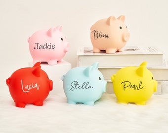 Vintage Growing Belly Bear Bank JSNY Plastic Kids Coin Piggy
