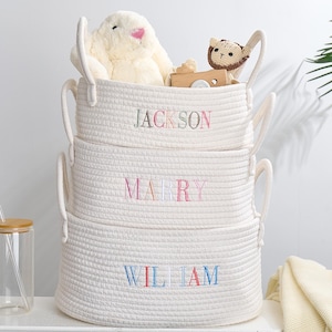 Benutzerdefinierte Name Baby Korb, personalisierte Babyparty Geschenkkorb, Seil Baumwolle Baby Geschenkkorb, Baby Geschenkkorb, Spielzeugkorb, Osterkorb
