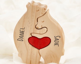 Wooden Bear Family Puzzle, Engraved Family Name Puzzle,Family Keepsake Gift,Gift for Parents,Animal Family, Family Home Decor, Gift for Kids