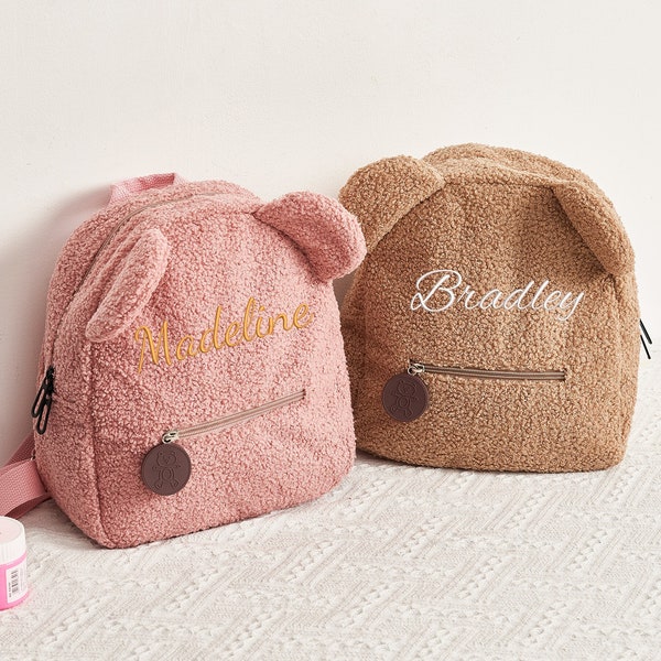 Sac à dos personnalisé pour enfants en peluche pelucheux, sac à dos pour tout-petits ours en peluche, sac à dos avec nom personnalisé, sac à dos personnalisé pour enfants en peluche peluche