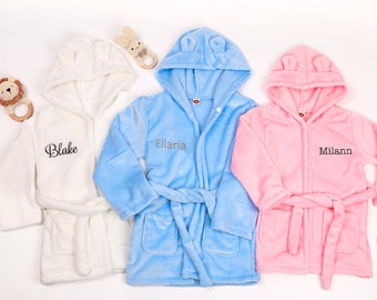 Personalized Embroidered Plush Baby Robe, Embroidered Baby Robe, Toddler Bath robe, Kids Dressing Gown, Great Newborn Gift, Baby Shower Gift