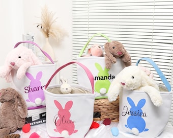 Personalized Easter Basket,  Embroidered Easter Basket, Bunny Baskets for Kids, Kids Basket gift, Easter Bunny Tail Bag,Baby Shower Gift