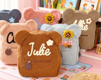 Custom Teddy bear Backpack for Kids,Personalized Fluffy Teddy Bear Backpack,First Day of School Gifts,Toddler Backpack,Kids Backpack