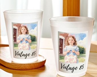 Personalized 16oz Plastic Party Cups with Photo & Text, Custom Party Favors for Anniversaries, Showers, Events