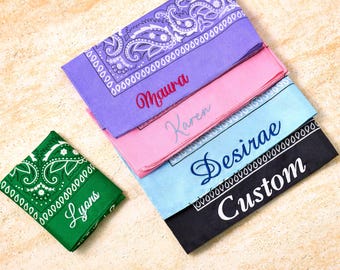 Personalized Embroidered Name Bandana,Custom Cowgirl Western handkerchief, Custom NameBridesmaid Gift, Bachelorette Bandanas