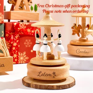 Caja de música de madera con forma de bailarina, regalo navideño personalizado, caja de música con nombre grabado, regalo para baby shower, Navidad, caja de música de madera