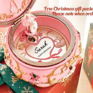 Caja de música giratoria personalizada con bailarina, Caja de música personalizada con bailarina, Caja de música grabada personalizada, Regalo de Navidad personalizado, Bebé niña, Navidad