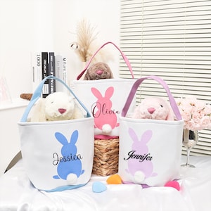 Personalisierter Osterkorb, Hase Name Körbe, Osterhase Schwanz Tasche, Baby Geschenkkorb, Baby Name Geschenk, Jungen Mädchen Ostern Geschenke Hollday