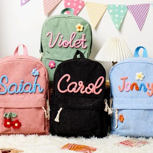 Sac à dos personnalisé pour tout-petit, Sacs à dos avec nom pour enfants faits main, Sac à dos en velours côtelé, Cartable pour enfants, Sac à dos pour enfants avec nom, Sac à dos pour enfants