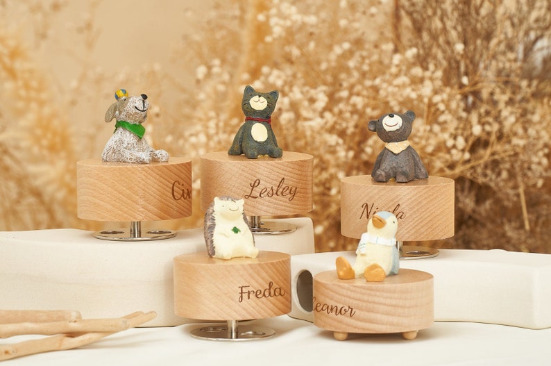 Custom Animal Music Box for Kids, Personalized Wooden Musical Toy , Thoughtful Baby Shower for Children, Cherished Christmas Keepsake image 1