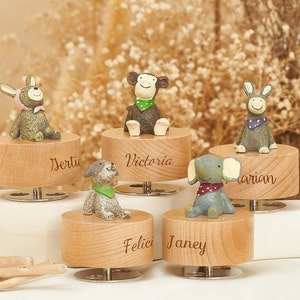Handcrafted Wooden Musical Toy with Personalized EngravingsEngraved Wooden Music BoxEngraved Wooden Toy with Custom TuneBaby Shower Gift image 8