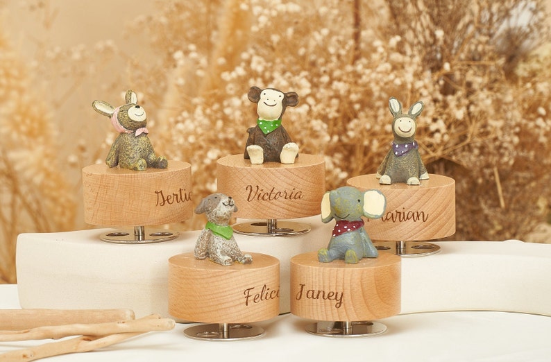 Handcrafted Wooden Musical Toy with Personalized EngravingsEngraved Wooden Music BoxEngraved Wooden Toy with Custom TuneBaby Shower Gift image 8