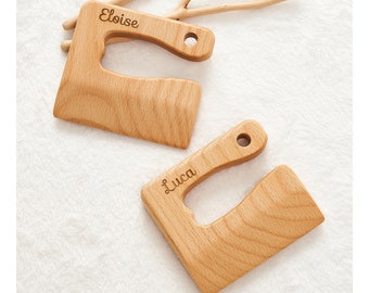 Couteau en bois sûr pour enfants, couteau Montessori pour enfants, coupe-légumes et fruits en bois pour tout-petits, cadeaux pour enfants, premier anniversaire, couteau