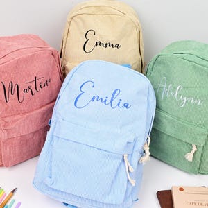 Sacs à dos personnalisés en velours côtelé, Sacs d'école brodés, Sacs à dos faits main, Sacs à dos personnalisés avec prénom pour enfant, Sacs à dos pour bébé, Cadeau bébé garçon