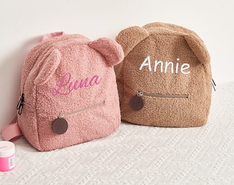Personalised Fluffy Teddy Kids Backpack, Teddy Bear Backpack Toddler backpack, Custom name backpack, Personalised Fluffy Teddy Kids Backpack