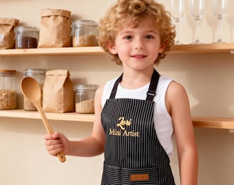 Personalized Embroidered Apron for Adults & Kids, Custom Cooking and BBQ Kitchen Apron with Pockets, Perfect Gift