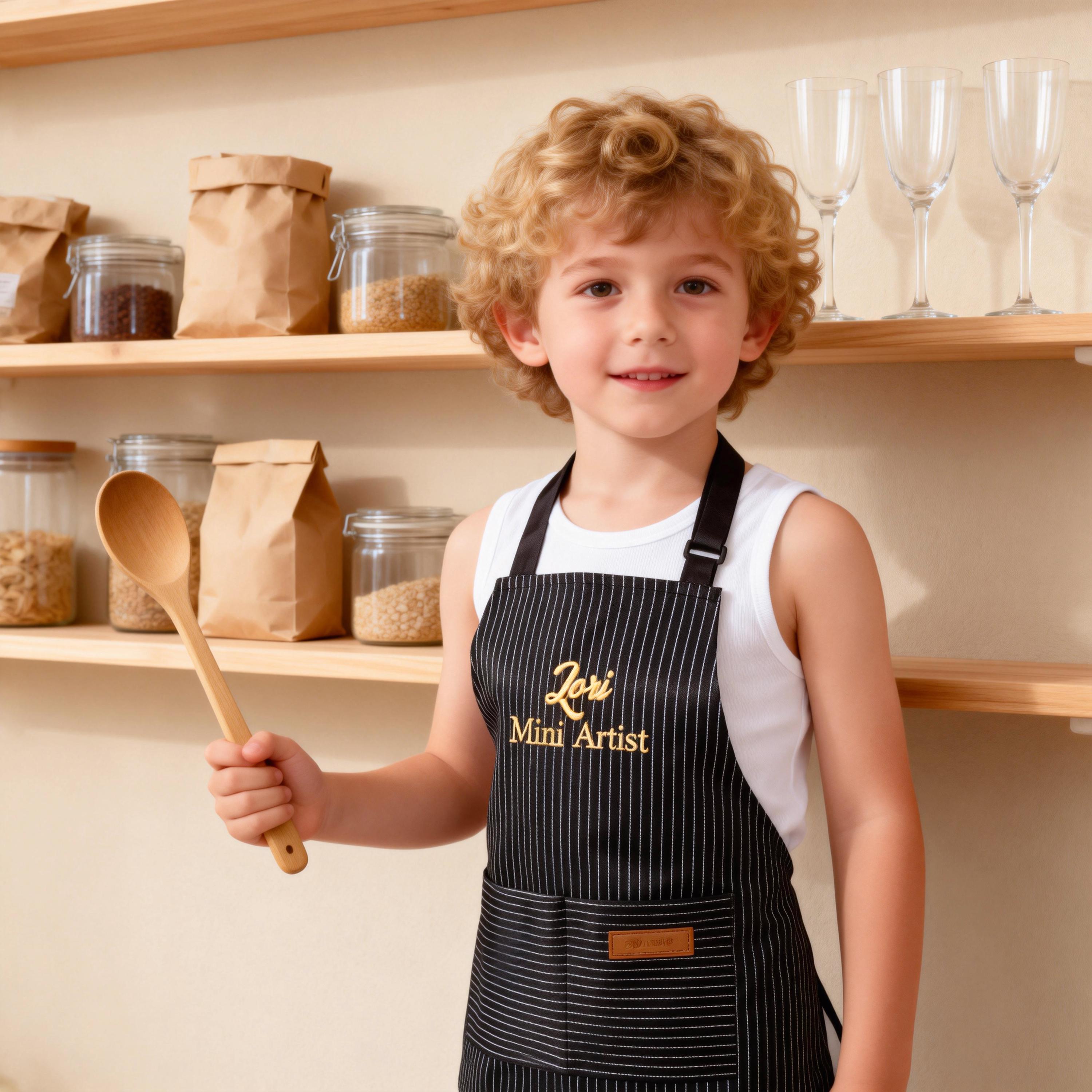Grembiule Da Pittura Impermeabile Per Bambini 7-11 Anni Con Maniche E Tasche - Poliestere E PVC - Per Scuola E Attività Artistiche - 3
