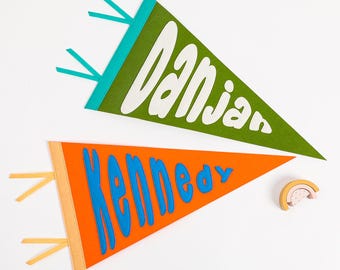 Personalized Name Pennant for Nursery Room Decor, Custom Name Wool Felt Pennant Flag,Custom vintage style banner flag,Personalized baby gift