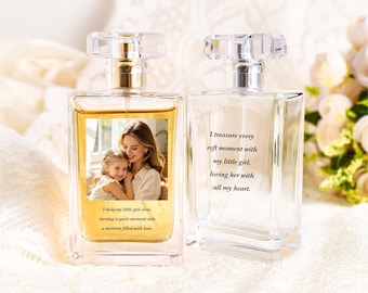 Personalized Photo Perfume Bottle – Custom Message, Refillable Glass (Wedding Gift)