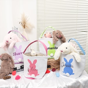 Personalisierter Osterkorb, gestickter Osterkorb, Osterkörbchen für Kinder, Kinderkorb Geschenk, Osterhasenschwanztasche, Babypartygeschenk