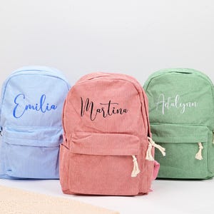 Sac à dos personnalisé rentrée des classes, cartables personnalisés, sac à dos en velours côtelé, cartable brodé pour enfants, cadeaux personnalisés