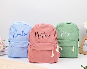 Personalized backpack Back to school, Personalized school bags, Corduroy Backpack, Embroidered School Bag for Kids, Personalized Gifts