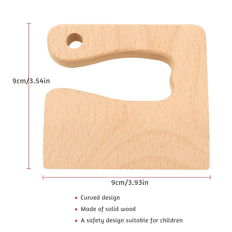 May include: A wooden safety knife holder with a curved design. The holder is 3.54 inches tall and 3.93 inches wide.