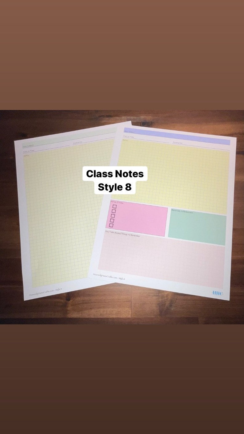 Color Class Note Pages for Discbound Notebooks, Arc, Tul, Planners
