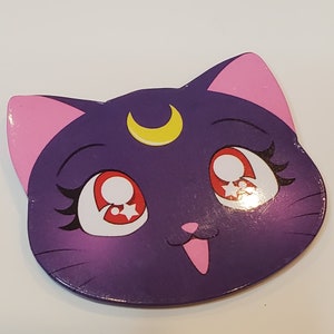 Sailor Moon Luna Kawaii Face Button
