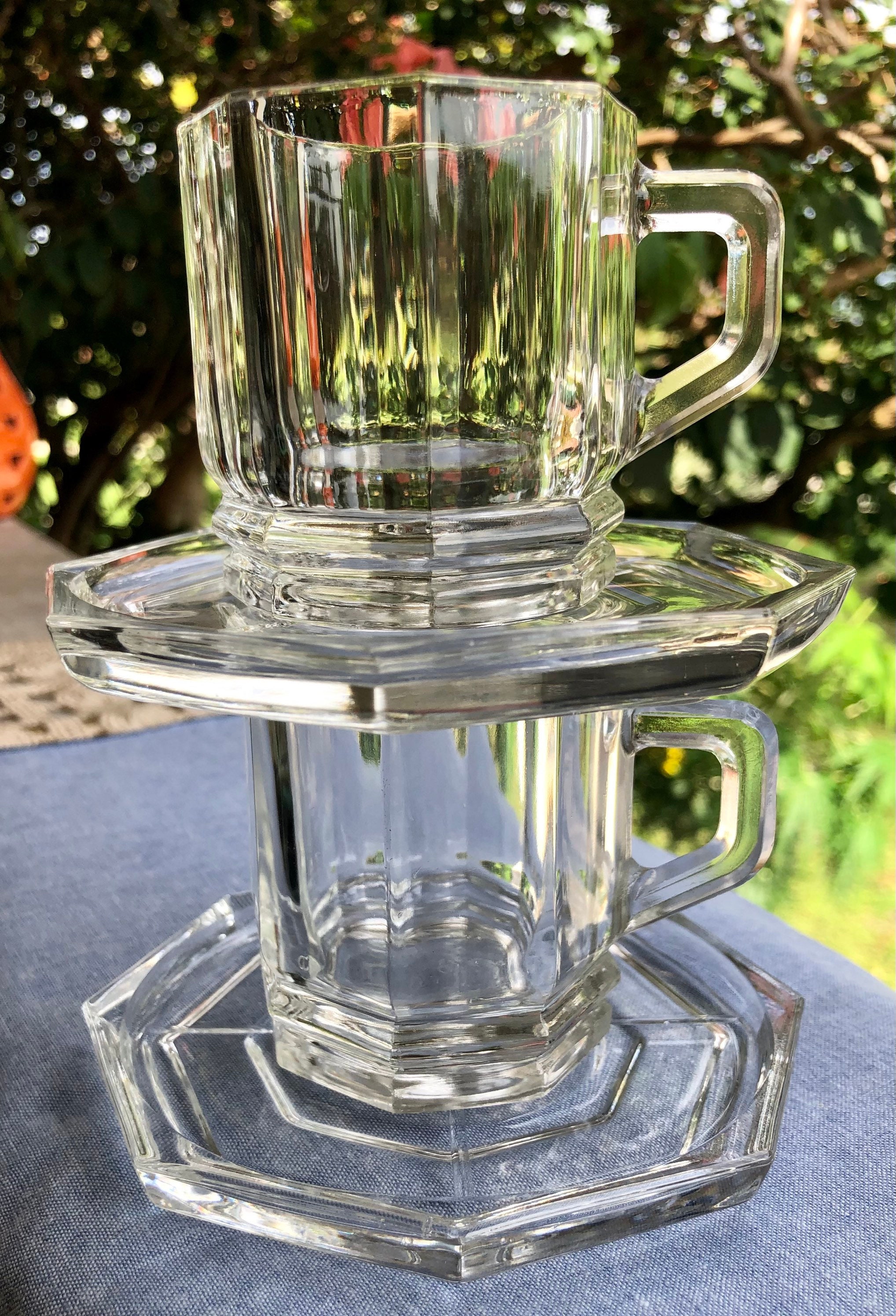 Vintage Octagonal Clear Glass Demitasse Espresso Cup & Saucer Etsy