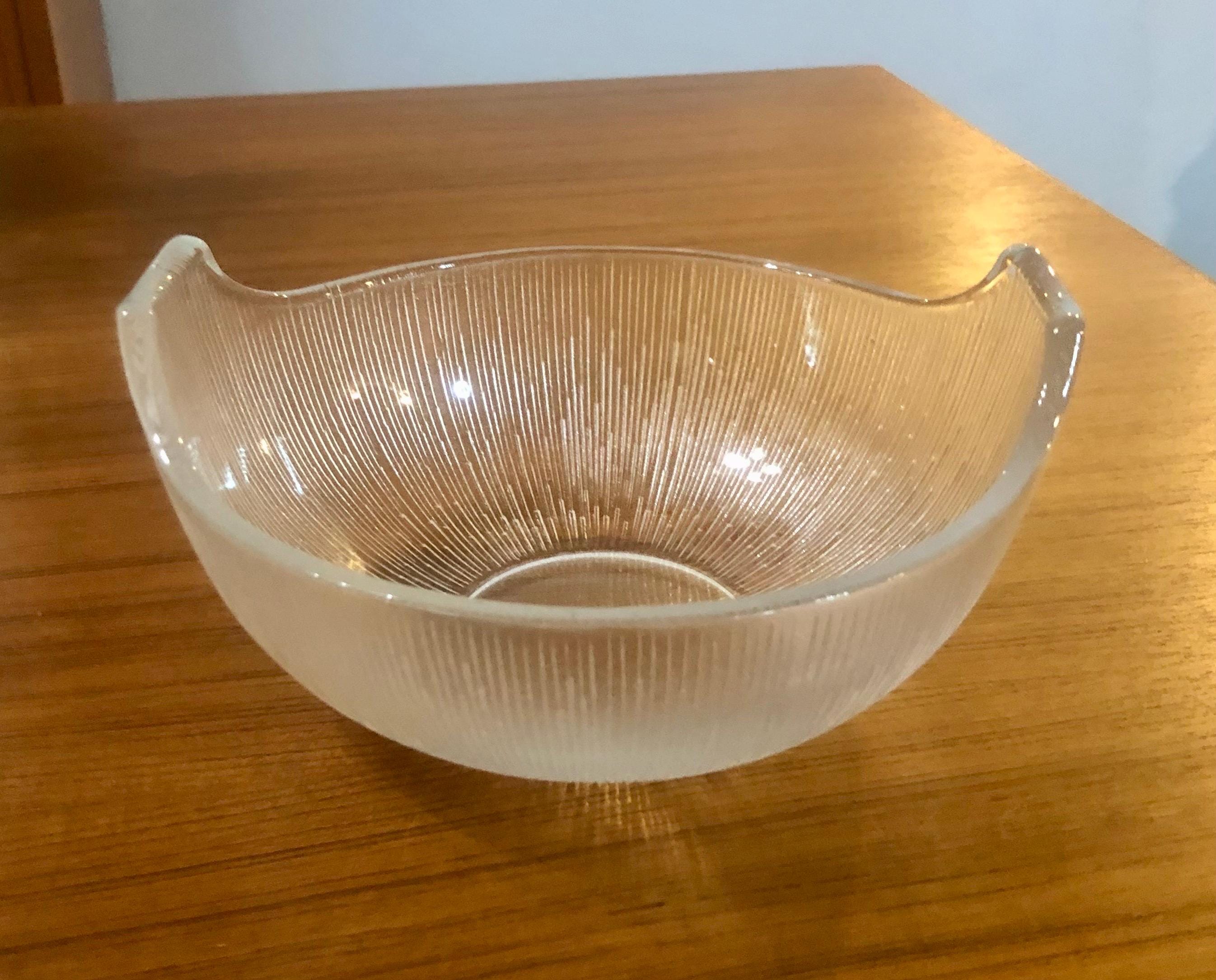 Hoya Crystao Japan Mid Century Tab Handle Ridged Texture