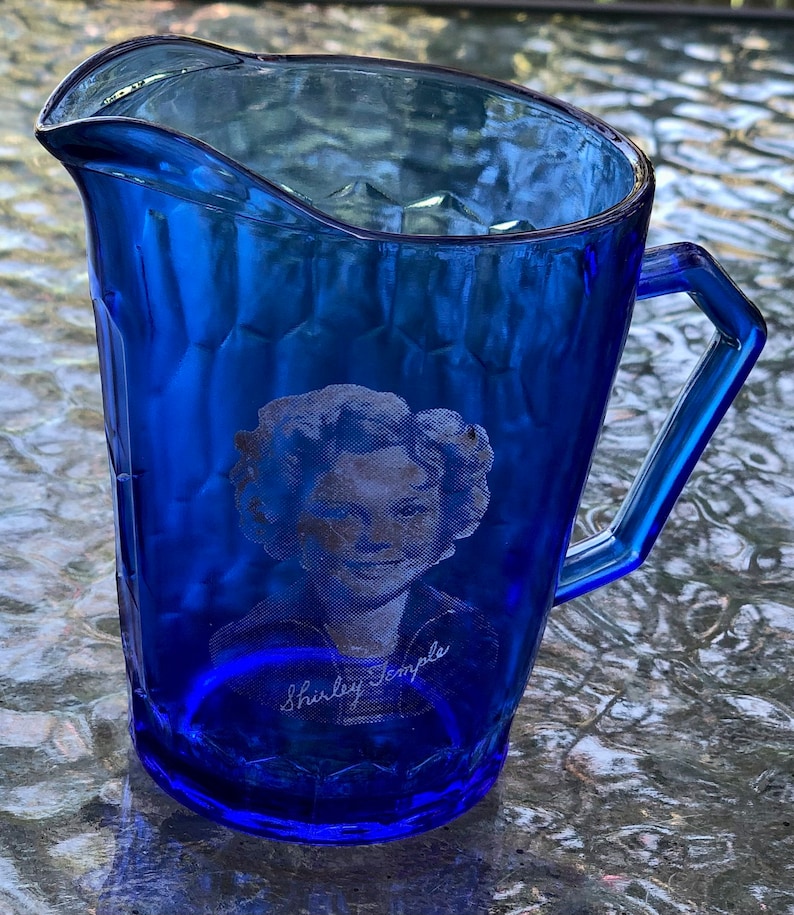 Shirley Temple Cobalt Blue Glass Small Creamer Pitcher - Etsy