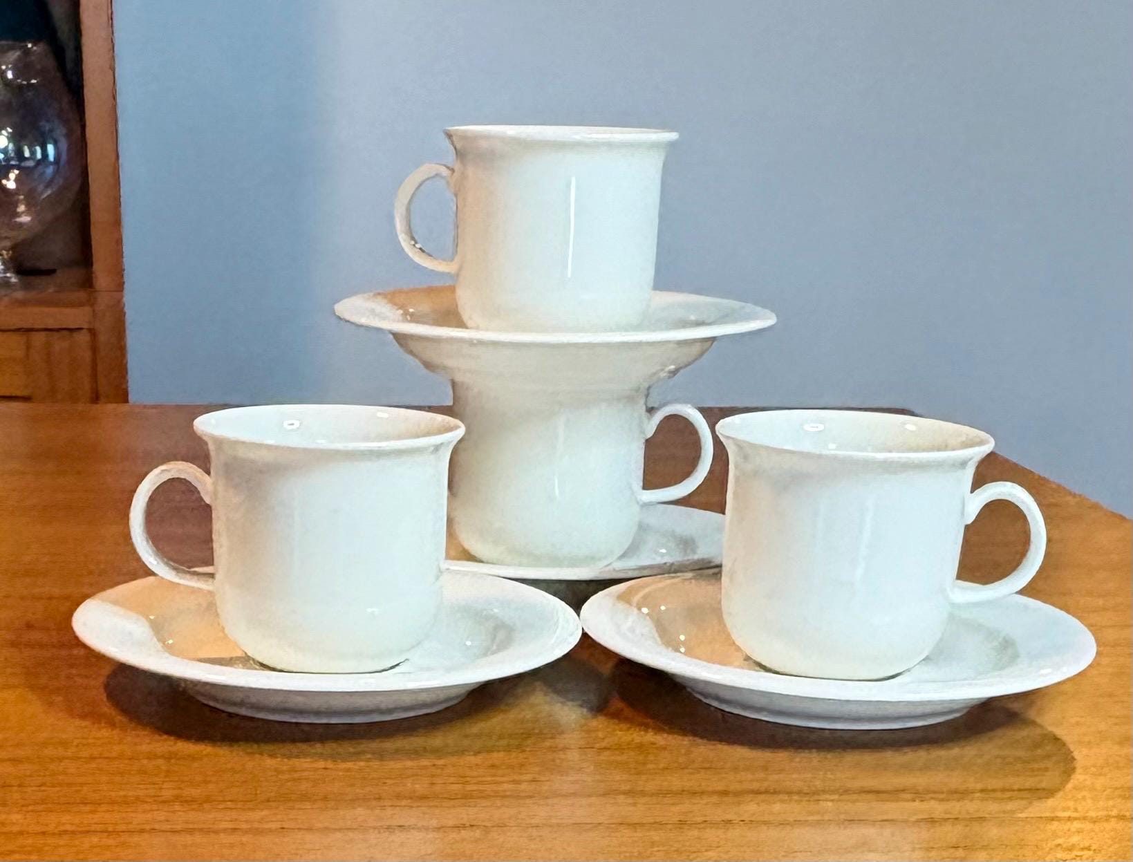 Arabia Finland Arctica White Demitasse Small Flat Cup and Saucer