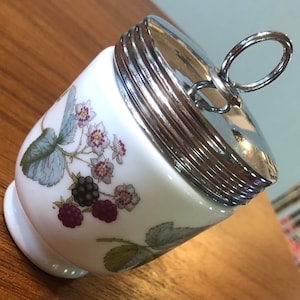Vintage Royal Worcester Lavinia Blackberry Large Porcelain King Size Egg Coddler England for Two Eggs Breakfast Brunch Bain Marie