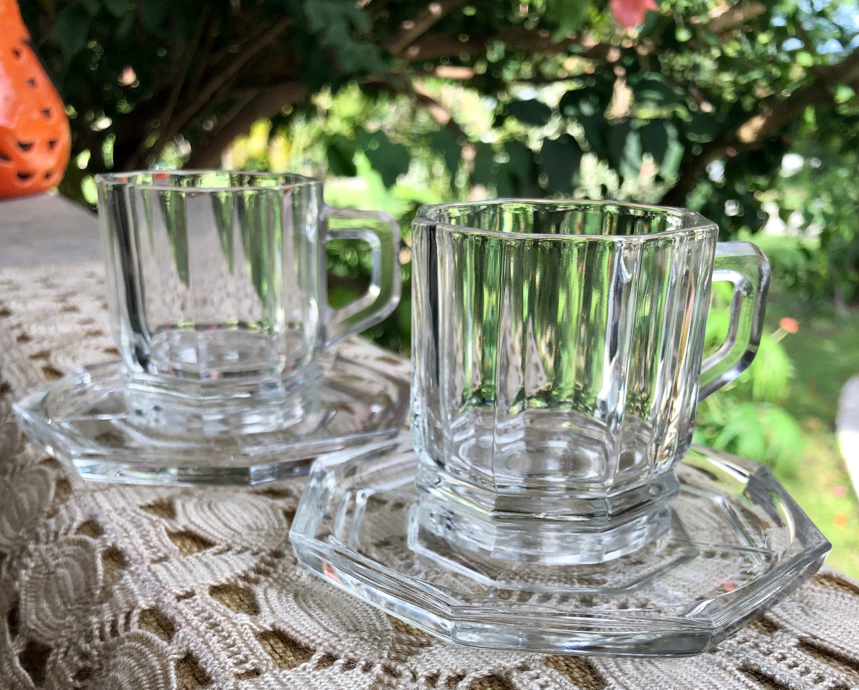 Vintage Octagonal Clear Glass Demitasse Espresso Cup & Saucer Etsy
