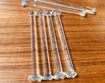 Swizzle Stick Blown Glass Mid Century Modern Danish Design Swizzle Stick Clear Crystal Drink Stirrer Cocktail Old Fashioned Barware Set of 6