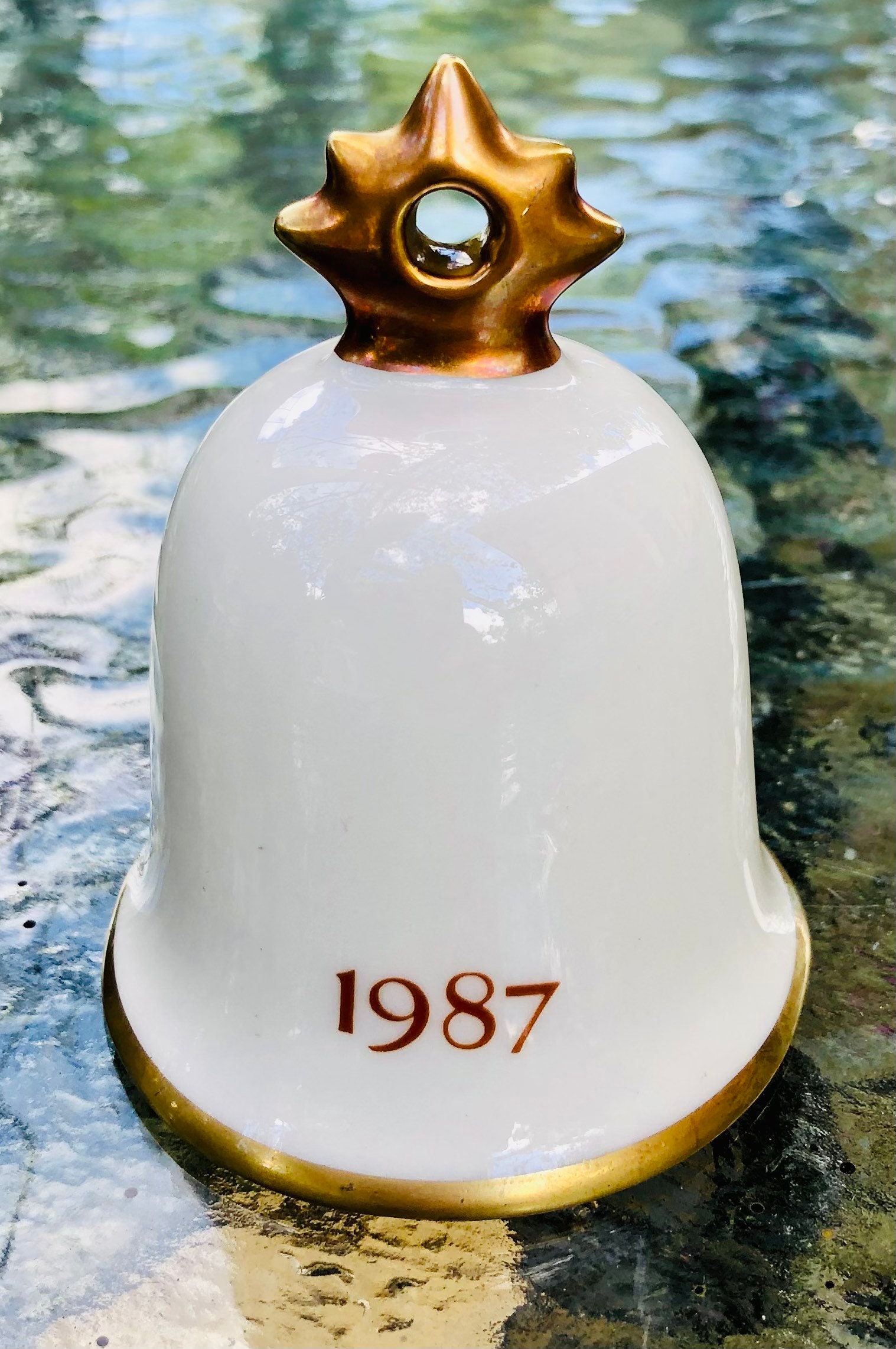 Goebel 1987 Annual Christmas Bell Collectible Ornament Teddy Bear