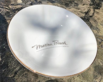 Marina Beach Hotel Vintage Ceramic Tobacciana Ashtray Trinket Dish