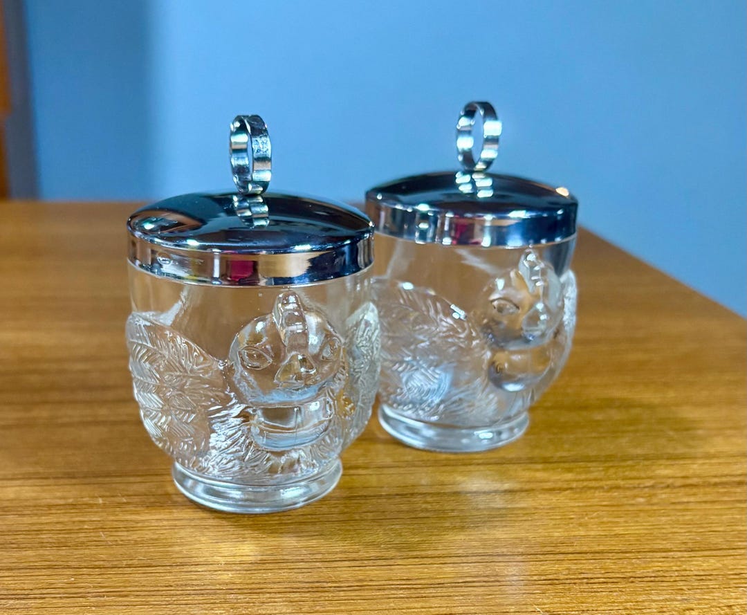 WMF Fraiser Chicken Coop Double Egg Coddler Relief Pressed Glass W